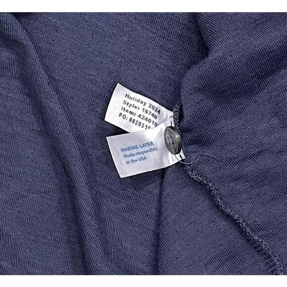 Marine Layer Men's Double Knit Henley Long Sleeve Pullover Shirt in Blue Heather - Picture 2 of 7